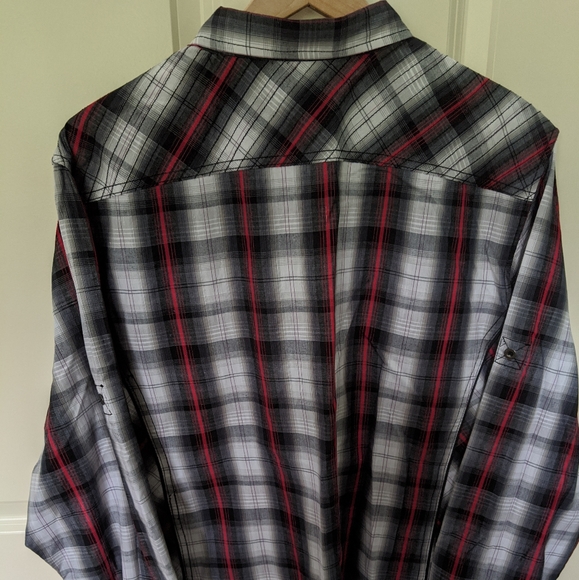 👣Helix Red and Black Plaid Western Shirt - Picture 3 of 3